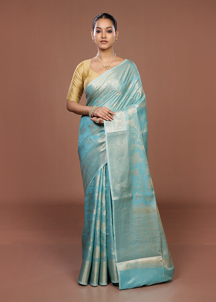 Green Dupion Silk Saree With Blouse Piece