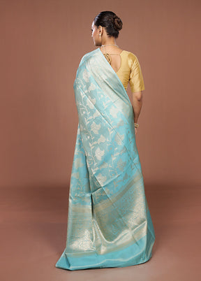 Green Dupion Silk Saree With Blouse Piece