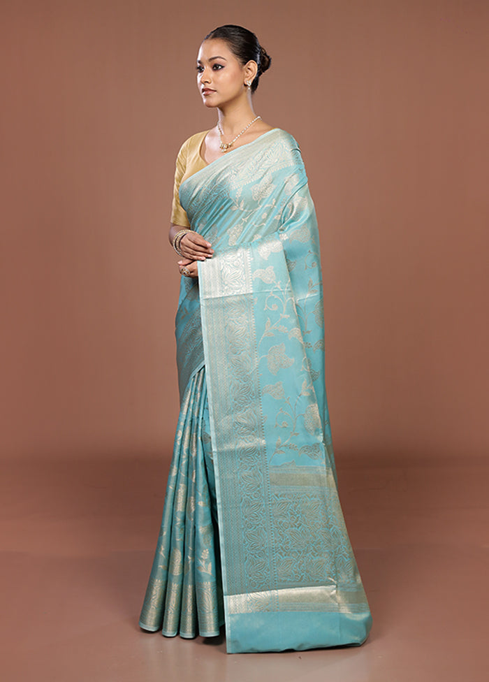 Green Dupion Silk Saree With Blouse Piece