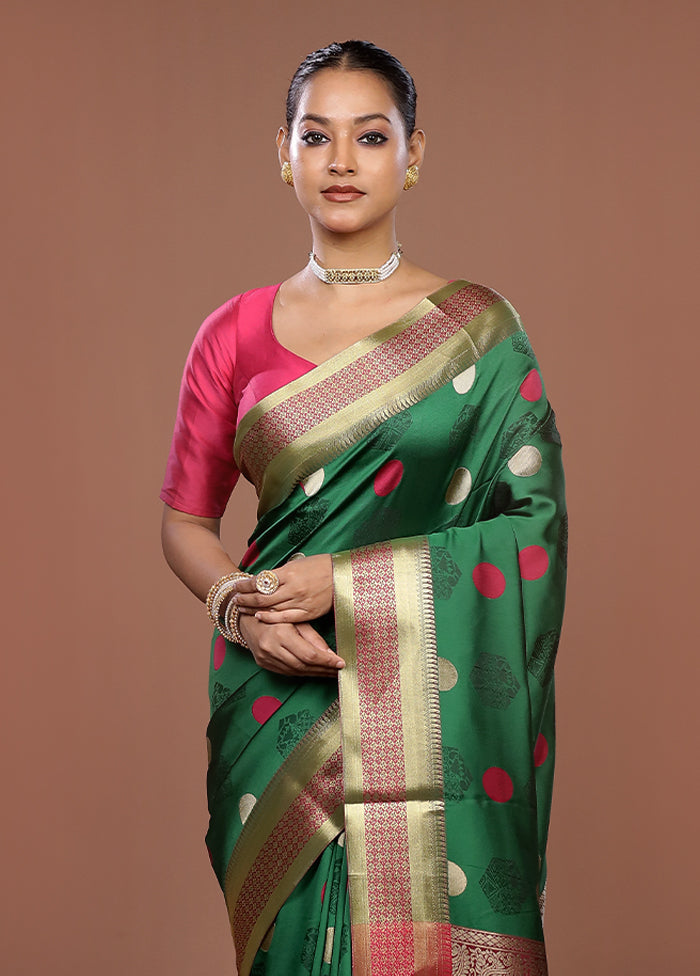 Green Kanjivaram Silk Saree With Blouse Piece