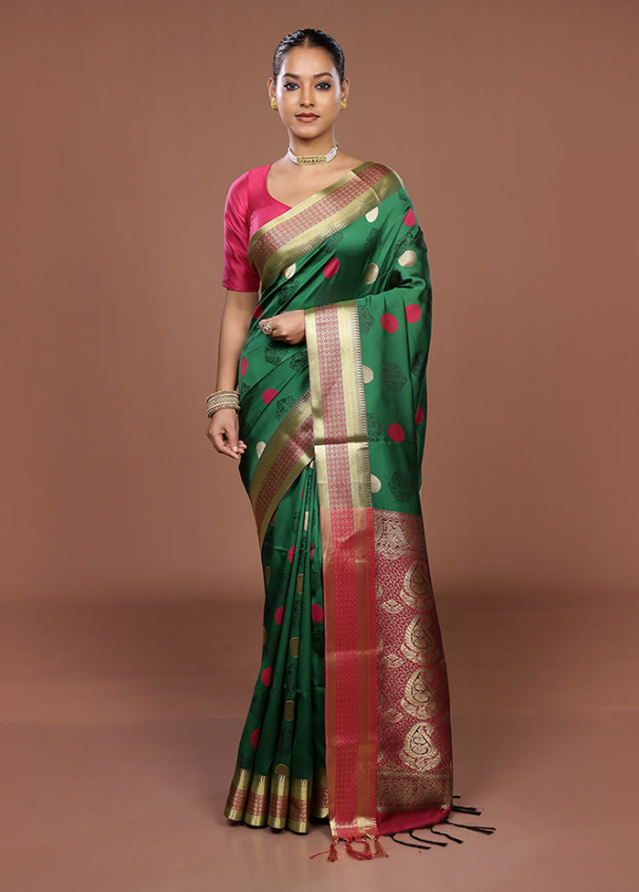 Green Kanjivaram Silk Saree With Blouse Piece