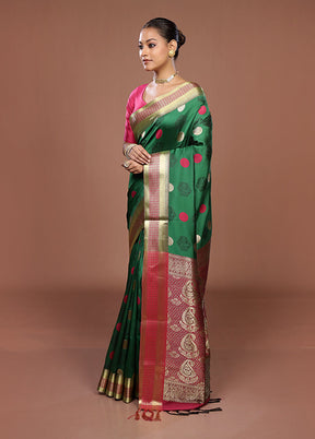 Green Kanjivaram Silk Saree With Blouse Piece