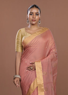 Pink Chanderi Silk Saree With Blouse Piece