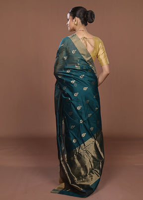 Green Handloom Chanderi Pure Silk Saree With Blouse Piece