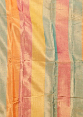 Multicolor Handloom Chanderi Pure Silk Saree With Blouse Piece