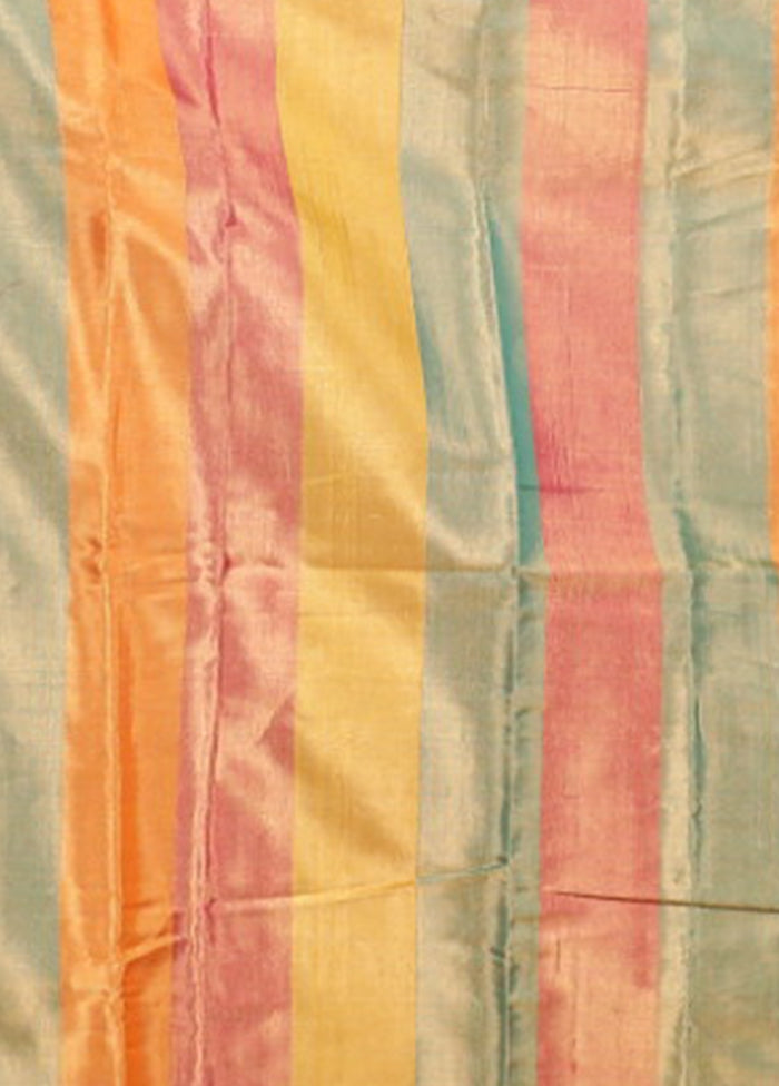 Multicolor Handloom Chanderi Pure Silk Saree With Blouse Piece