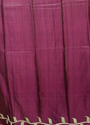 Purple Printed Pure Silk Saree Without Blouse Piece