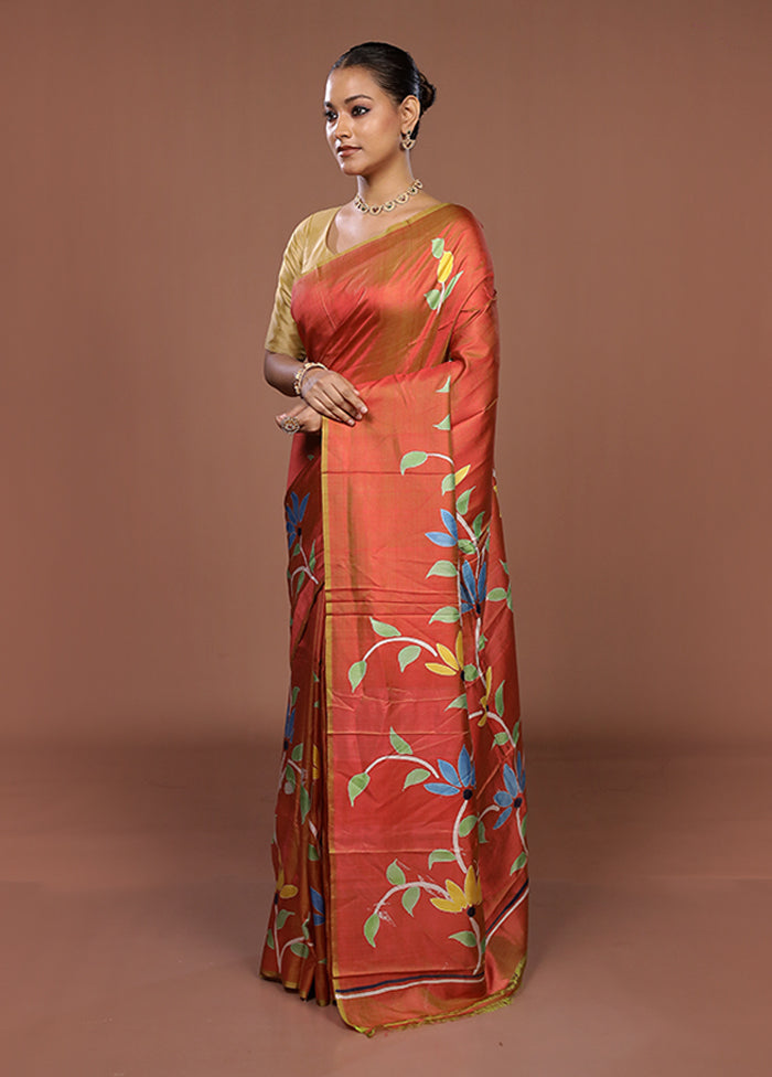 Pink Printed Pure Silk Saree Without Blouse Piece