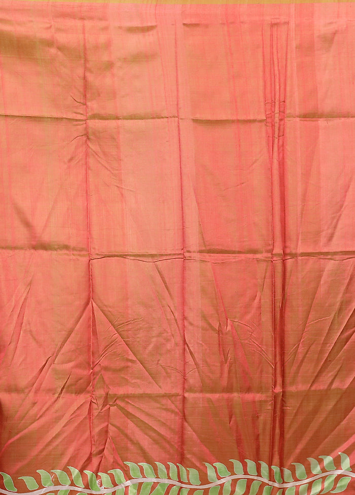 Pink Printed Pure Silk Saree Without Blouse Piece
