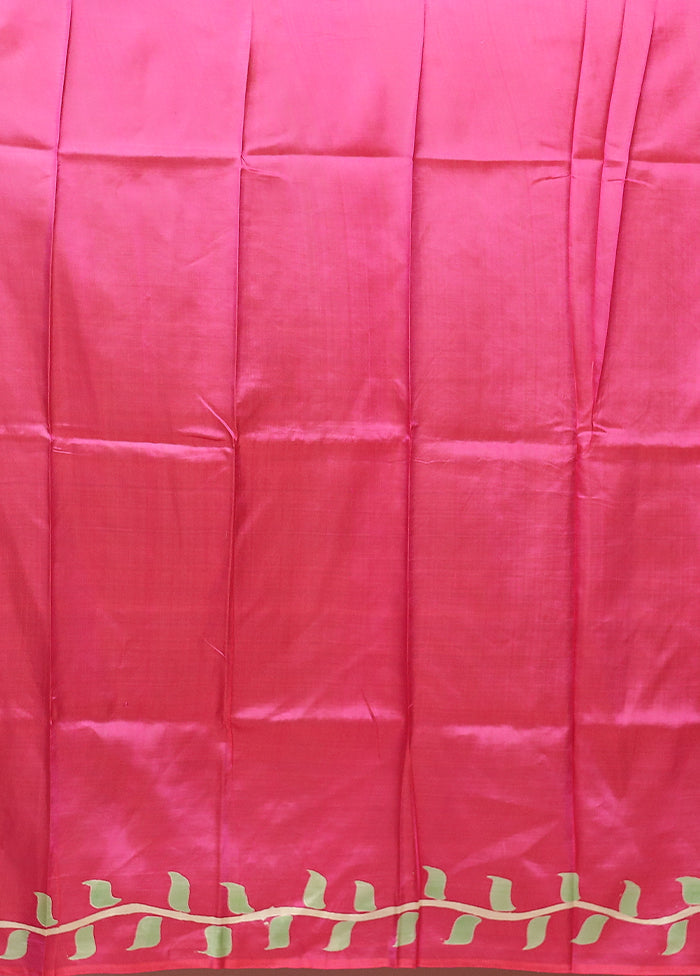 Pink Printed Pure Silk Saree Without Blouse Piece