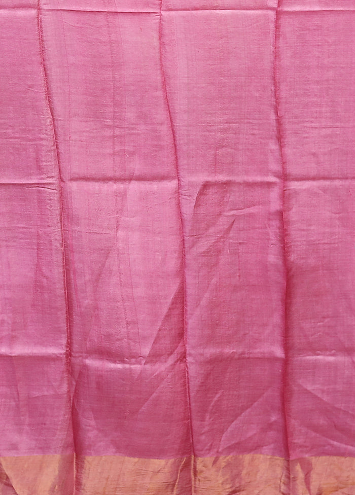 Yellow Handloom Tussar Pure Silk Saree With Blouse Piece