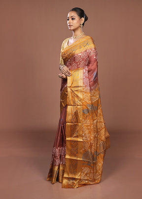 Pink Printed Pure Silk Saree Without Blouse Piece