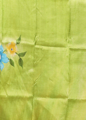 Green Printed Pure Silk Saree Without Blouse Piece