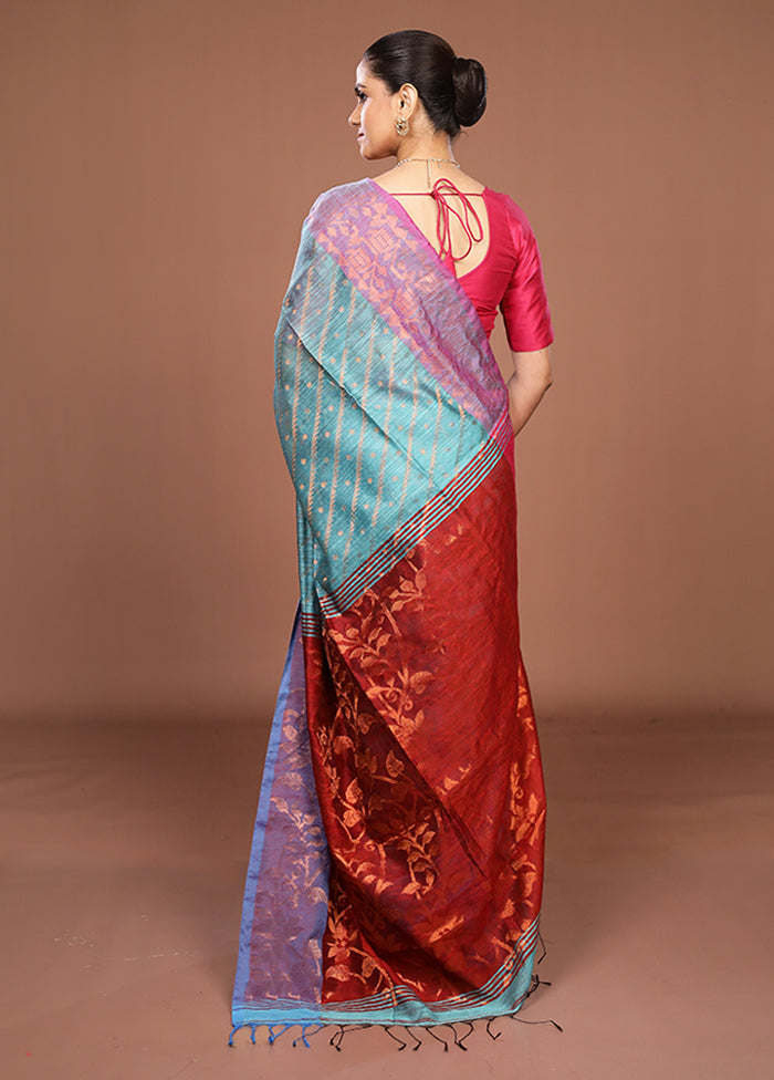Red Matka Silk Saree With Blouse Piece
