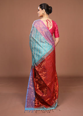 Red Matka Silk Saree With Blouse Piece