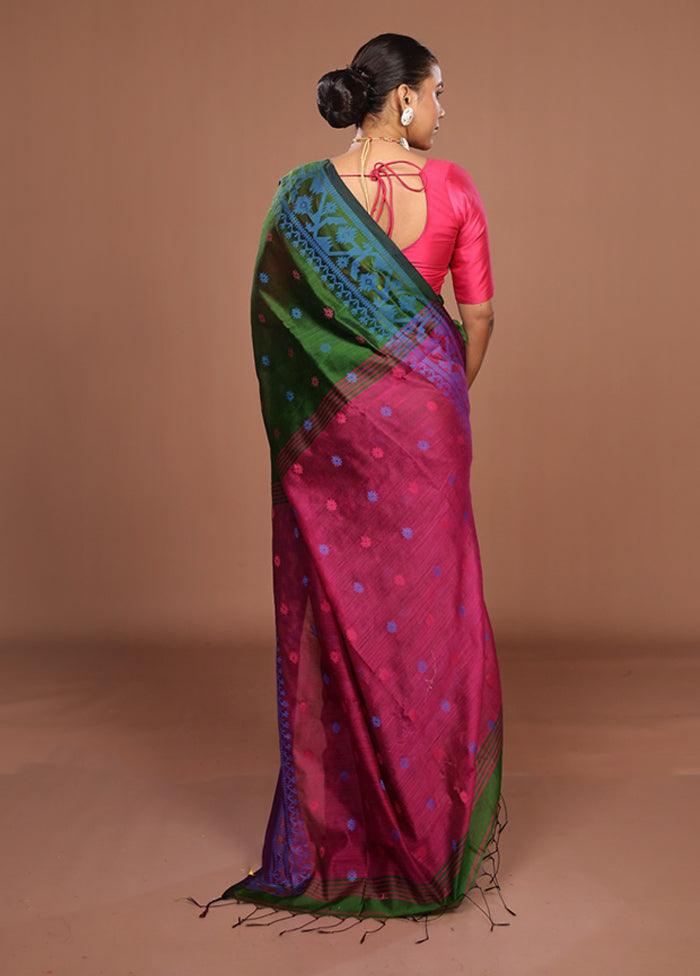 Green Matka Silk Saree With Blouse Piece