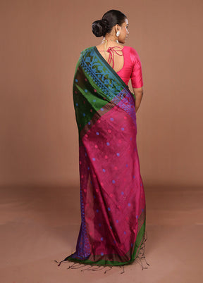 Green Matka Silk Saree With Blouse Piece