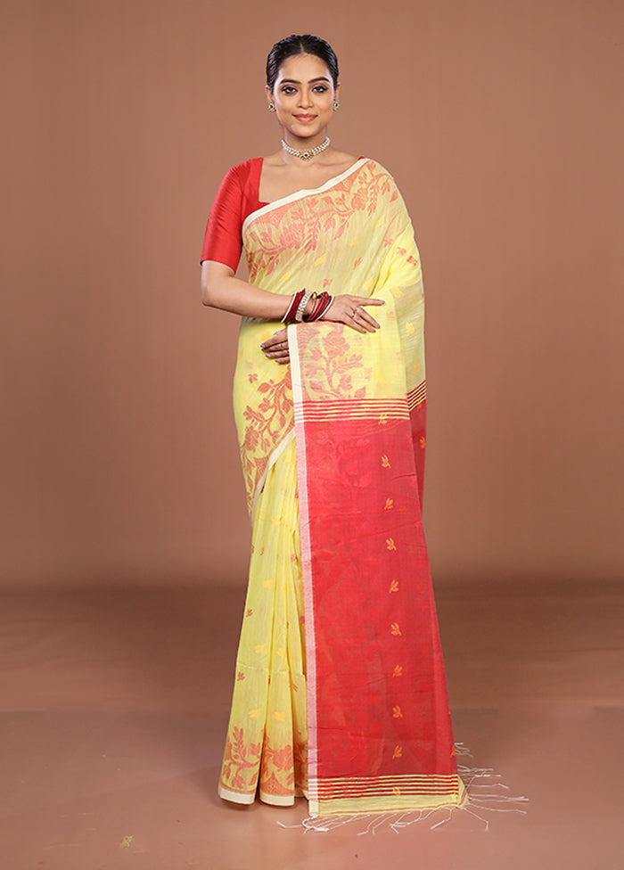 Yellow Matka Silk Saree With Blouse Piece
