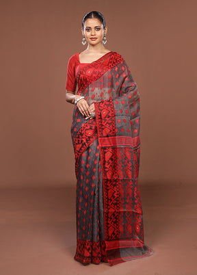 Grey Matka Silk Saree With Blouse Piece