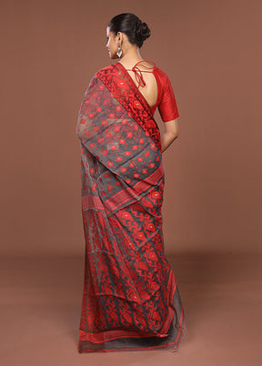 Grey Matka Silk Saree With Blouse Piece