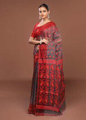 Grey Matka Silk Saree With Blouse Piece