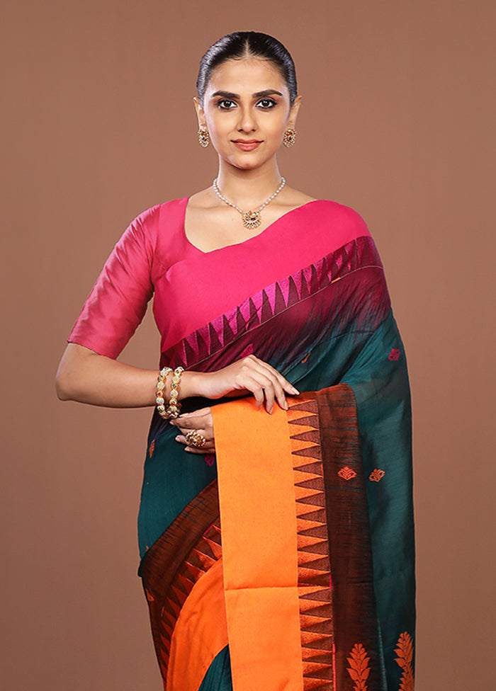 Green Matka Silk Saree With Blouse Piece