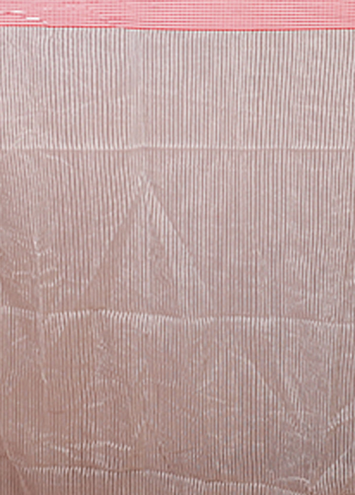 Cream Matka Silk Saree With Blouse Piece