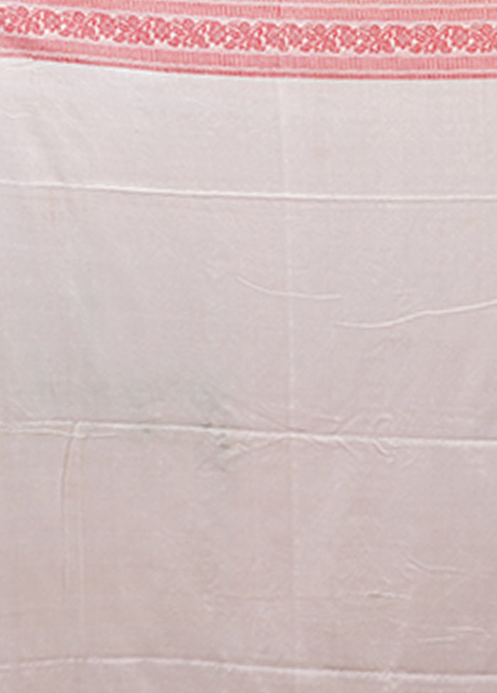 White Matka Silk Saree With Blouse Piece