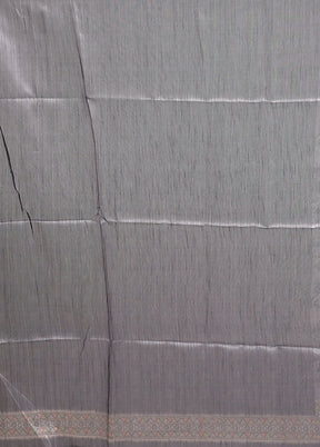 Grey Tussar Silk Saree With Blouse Piece