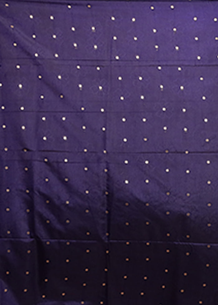 Blue Dupion Silk Saree With Blouse Piece