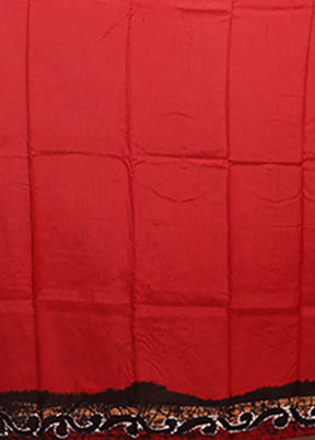 Maroon Printed Silk Saree Without Blouse Piece