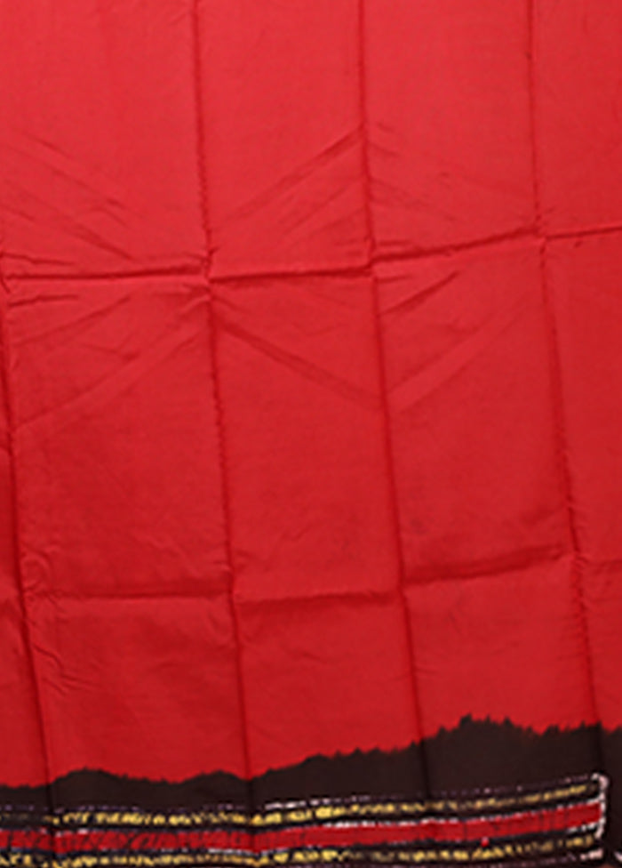 Black Printed Silk Saree Without Blouse Piece