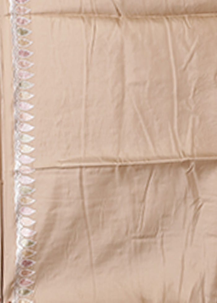 Cream Dupion Silk Saree With Blouse Piece