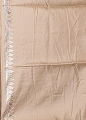 Cream Dupion Silk Saree With Blouse Piece