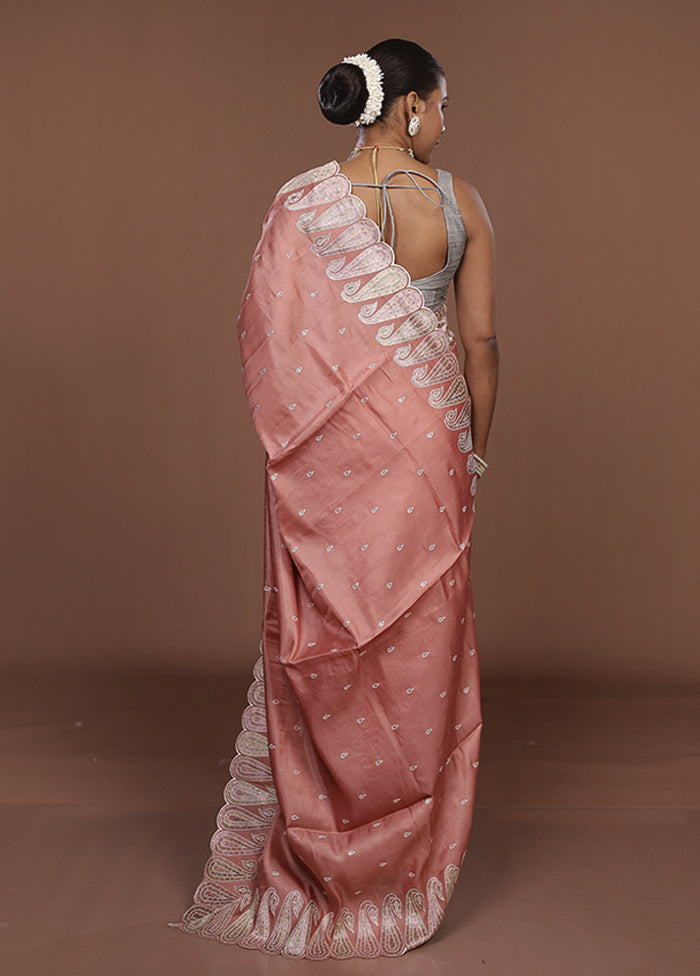 Pink Dupion Silk Saree With Blouse Piece