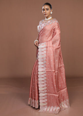 Pink Dupion Silk Saree With Blouse Piece
