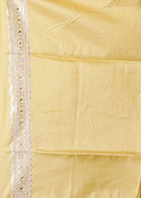 Yellow Dupion Silk Saree With Blouse Piece