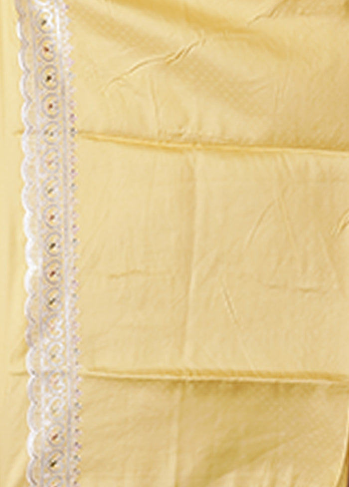 Yellow Dupion Silk Saree With Blouse Piece