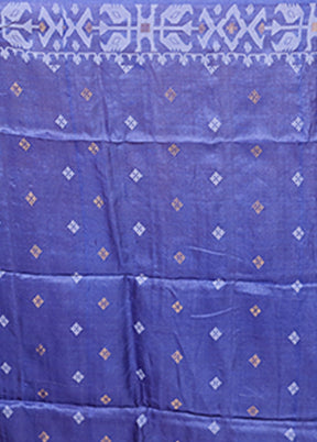 Blue Handloom Tussar Pure Silk Saree With Blouse Piece