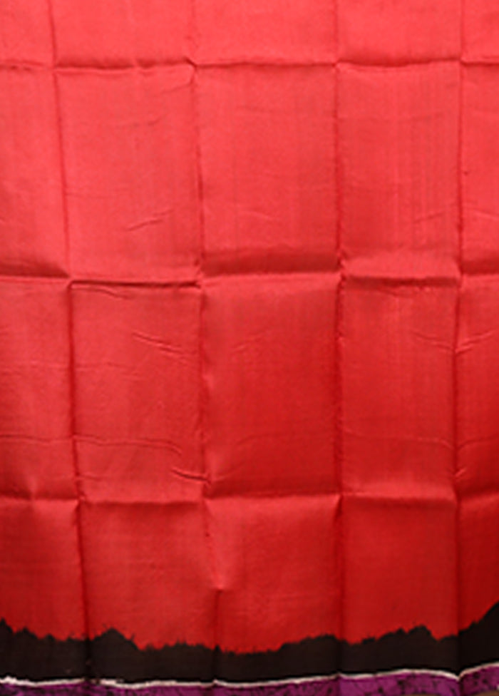 Black Printed Pure Silk Saree Without Blouse Piece