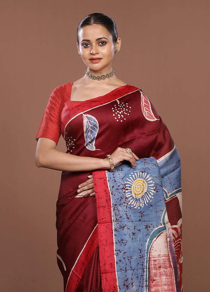 Purple Printed Pure Silk Saree Without Blouse Piece