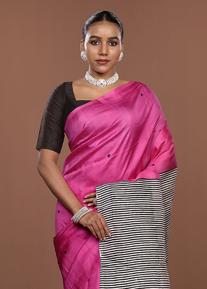 Black Printed Pure Silk Saree Without Blouse Piece