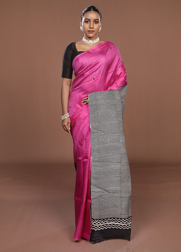 Black Printed Pure Silk Saree Without Blouse Piece