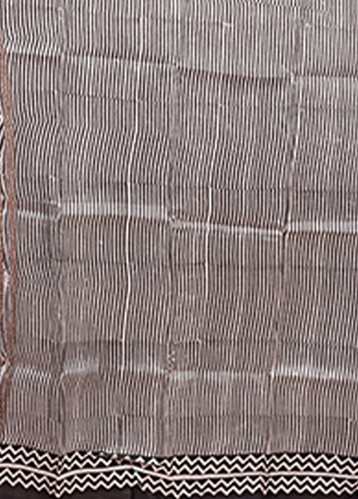 Black Printed Pure Silk Saree Without Blouse Piece