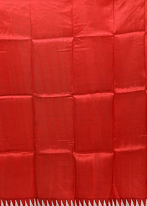 Red Printed Pure Silk Saree Without Blouse Piece