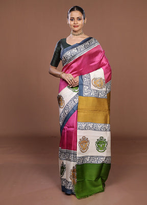 Grey Printed Pure Silk Saree Without Blouse Piece