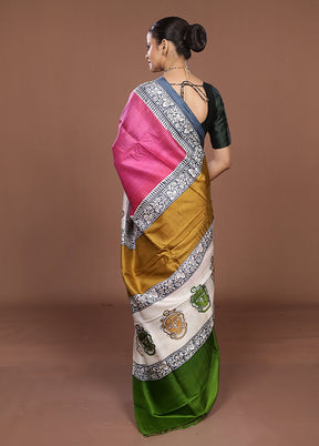 Grey Printed Pure Silk Saree Without Blouse Piece