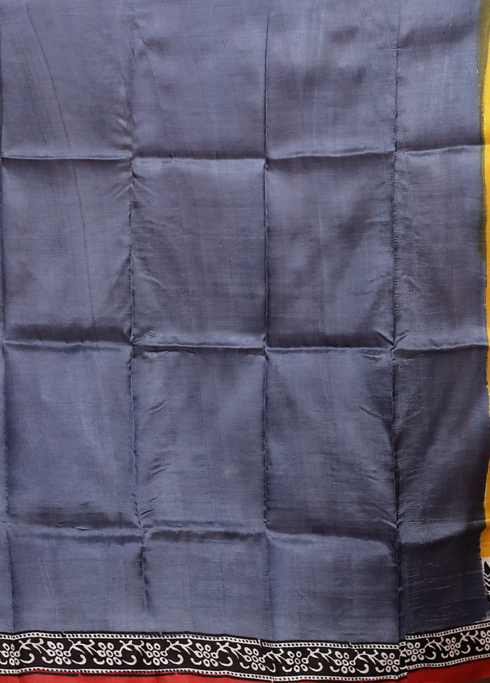 Yellow Printed Pure Silk Saree Without Blouse Piece