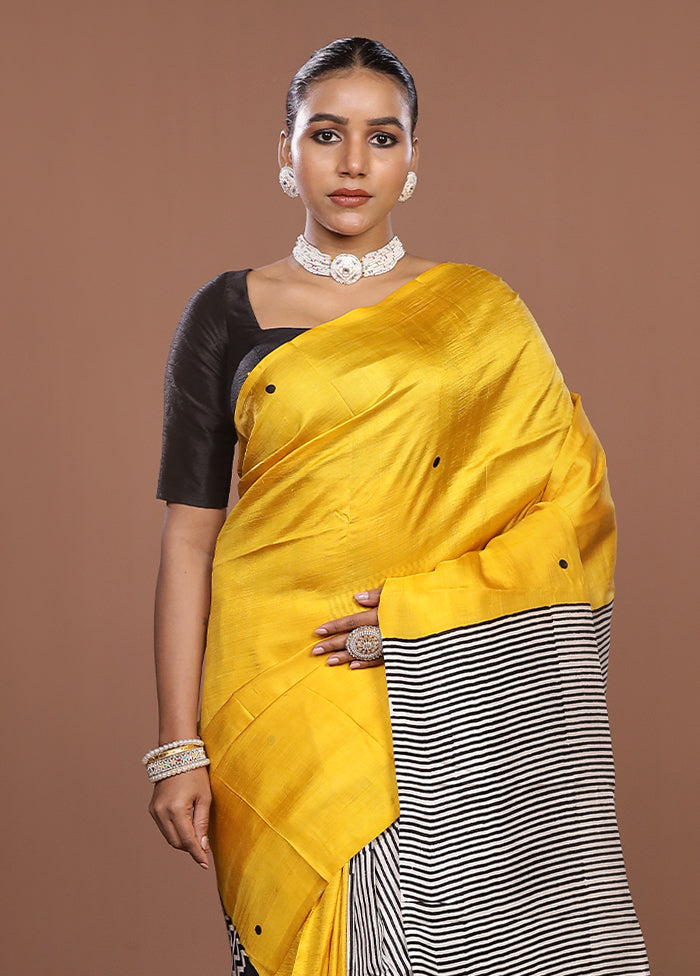 Black Printed Pure Silk Saree Without Blouse Piece