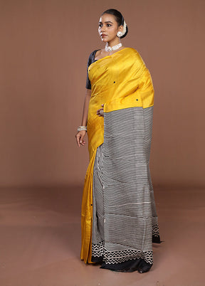 Black Printed Pure Silk Saree Without Blouse Piece